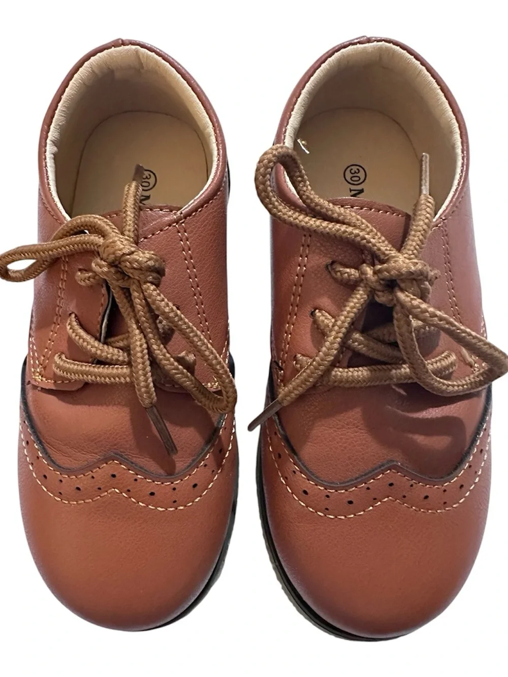 MECKIOR Toddler Boy Girl Brown Dress Wingtip Oxford PU Leather Shoes Size 11